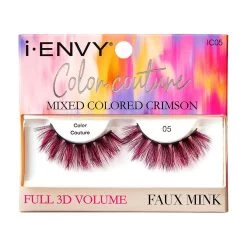 Kiss I-ENVY Color Couture Mixed Colored Crimson Mink Lashes - IC05